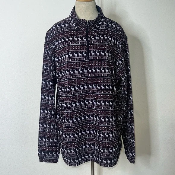 Rhoback Fairisle Print Golf Quarter Zip - Picture 1 of 5
